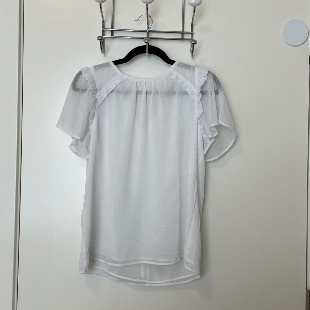 White Polka Dot Sheer Blouse